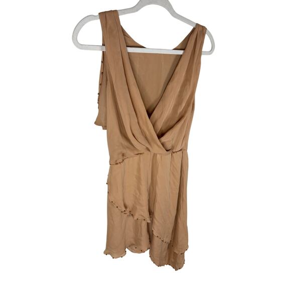 Haute Hippie Silk Asymmetrical Draped Dress Beaded Detail Cocktail Boho Chic SM - Picture 4 of 8